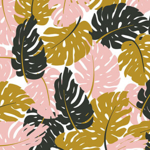 wallpaper Black and gold monstera