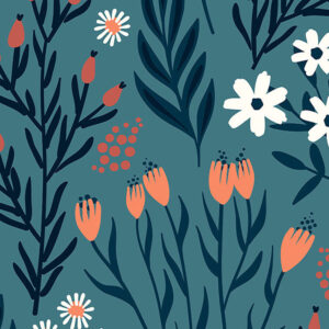 wallpaper Flowers on blue