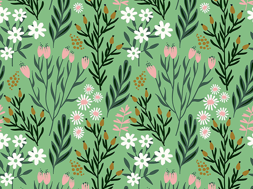 wallpaper Flowers on light green