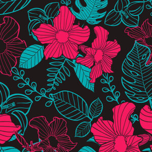 wallpaper Pink flowers with blue leaves