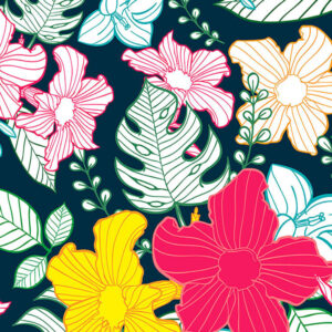 wallpaper Sketched colorful flowers