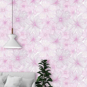 wallpaper Sketched pink flowers