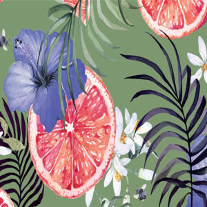 wallpaper Tangerines and hibiscus