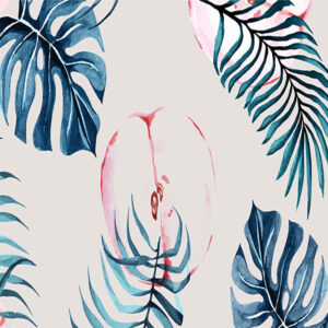 wallpaper Watercolor apple and monstera